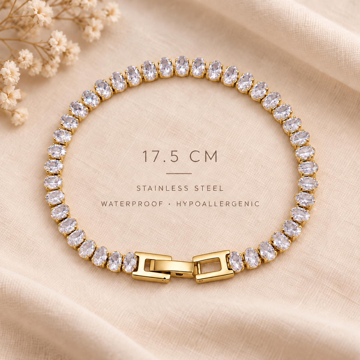 Tennis Oval Gold Bracelet✨