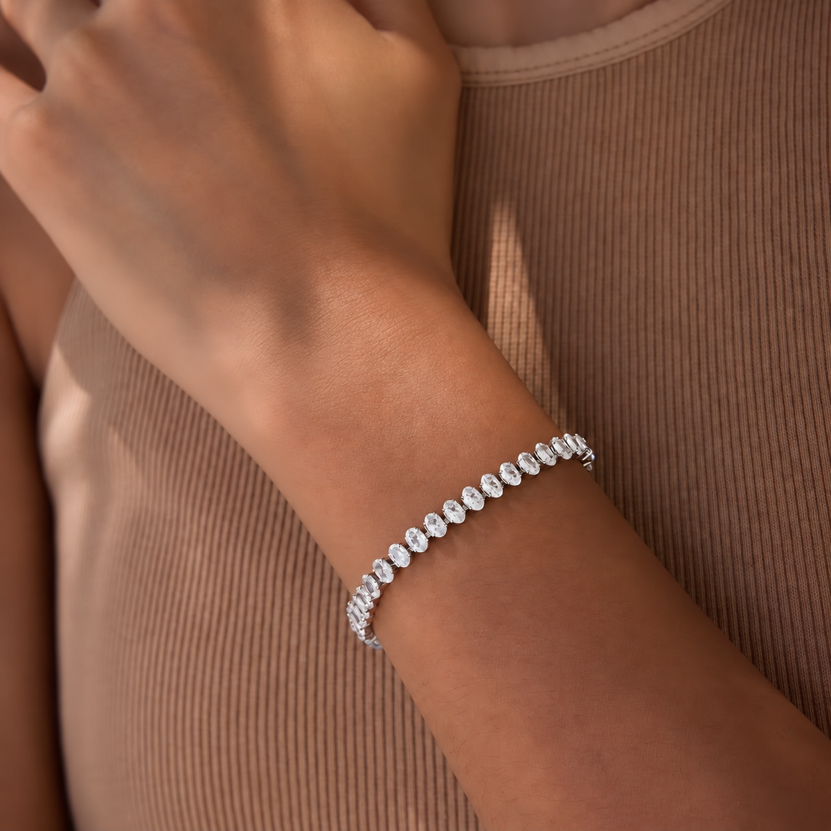 Tennis Oval Silver Bracelet✨