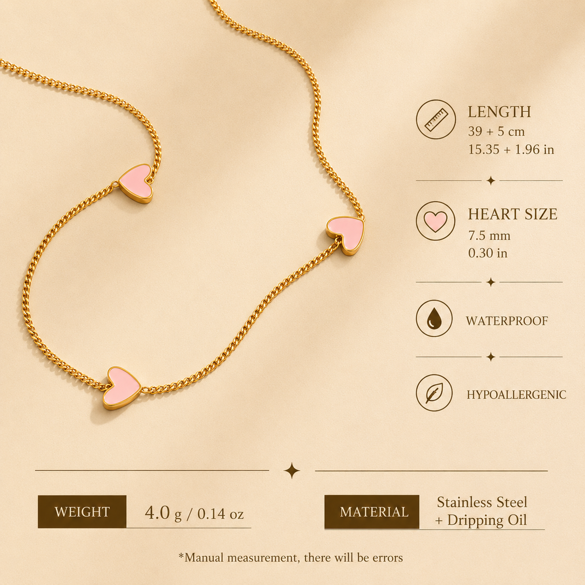 Pink Heart Necklace✨